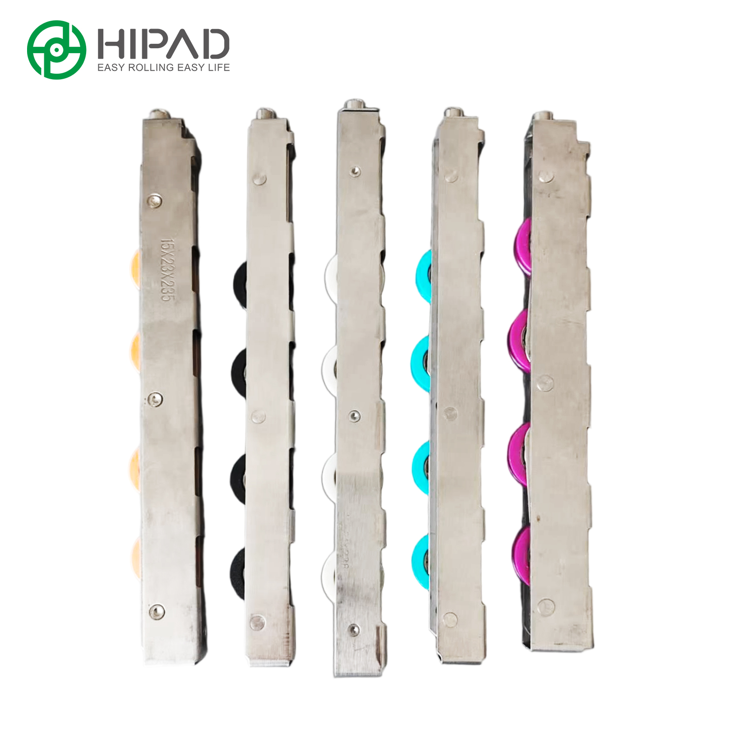 Multiple sliding door roller hardware configurations for bracket and wheel comparison
