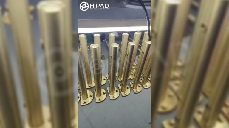 Gold finish railing fittings bring a premium look to modern glass railing systems. 